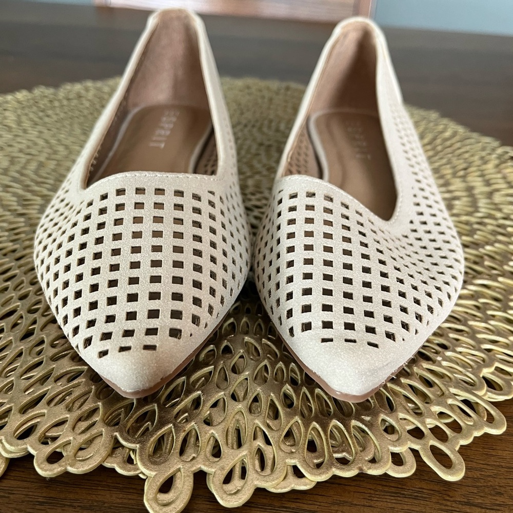 Beige Perforated Esprit Flats